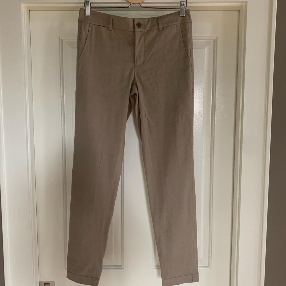 Vince. Linen Pants, Women 4, Beige,m